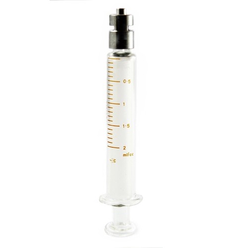 Glass syringe with metal - , luer